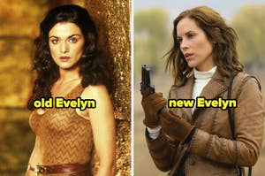 Rachel Weisz as "old Evelyn," and Maria Bello as "new Evelyn"