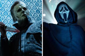 Split image of Michael Myers and Ghostface.