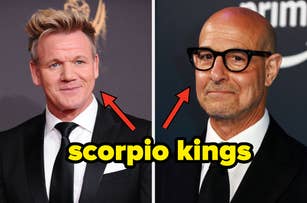 Gordon Ramsay and Stanley Tucci with the text "scorpio kings" between them