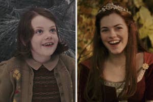 Georgie Henley as young Lucy Pevensie, and Rachael Henley, as grown-up Lucy