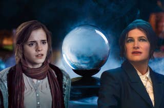 Hermione and Agatha in front of a crystal ball