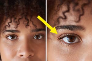 Close-up of a person's eyes and forehead, exuding calmness and confidence