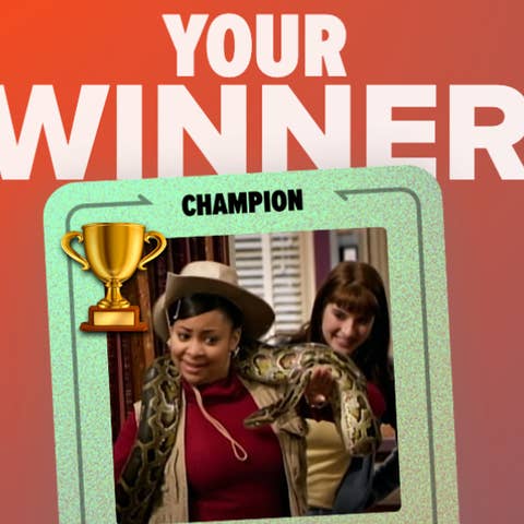 That's So Raven wins as champion over The Amanda Show in a TV competition. Image features trophy icon and nostalgic TV scenes